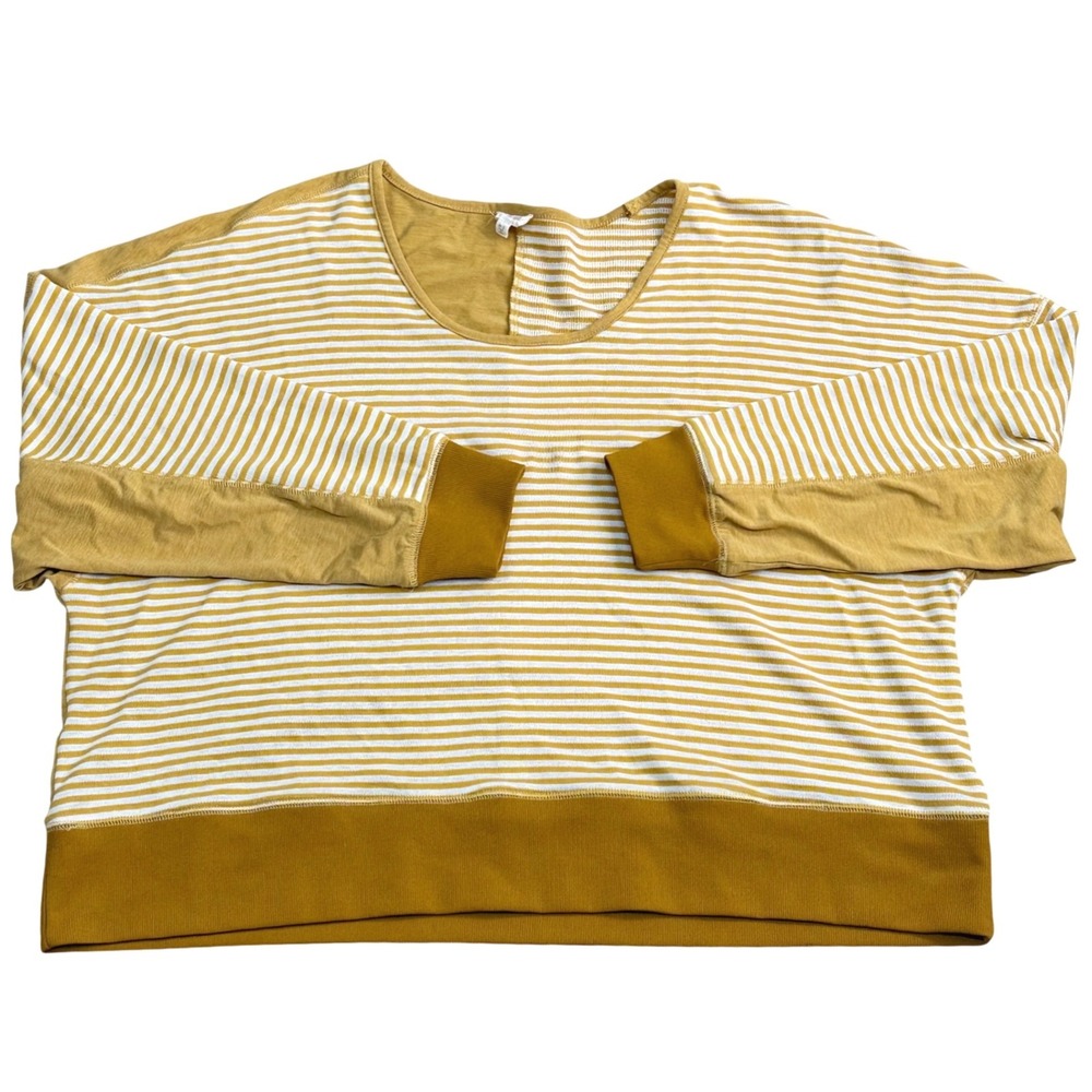Hem & Thread Long Sleeve Top Women M/L Yellow Fall Casual Mixed Media Boho